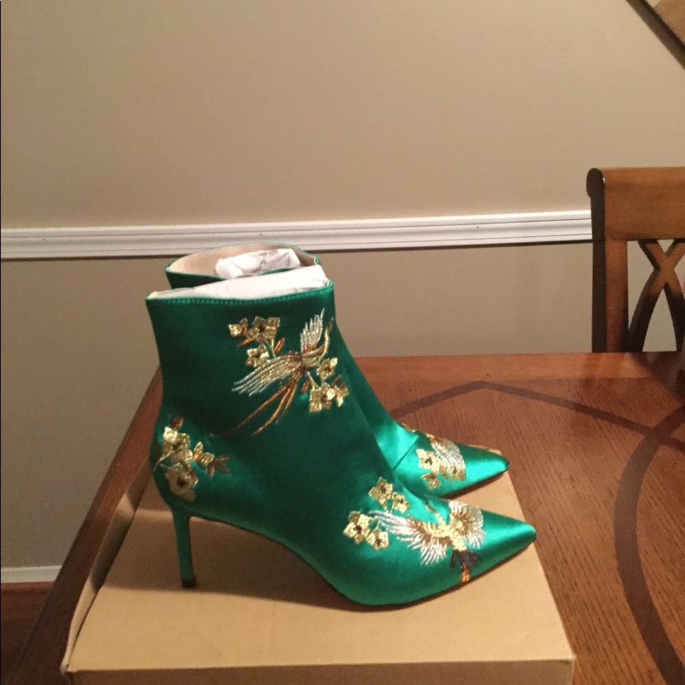 Green satin boots